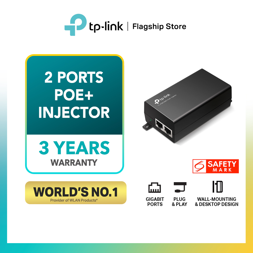 TP-LINK TL-PoE160S - 802.3at/af Gigabit PoE Injector - Non-PoE to