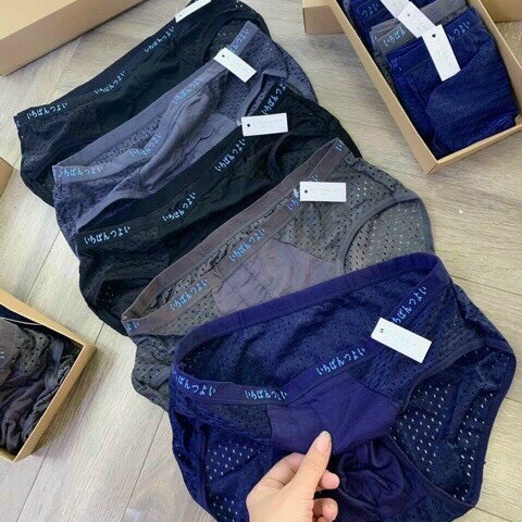 [TẶNG TẤT 25K] Bộ 5 quần lót nam lưới thông hơi S02 - M.U.J.I - Quần lót nhật thoáng khí - kháng khuẩn