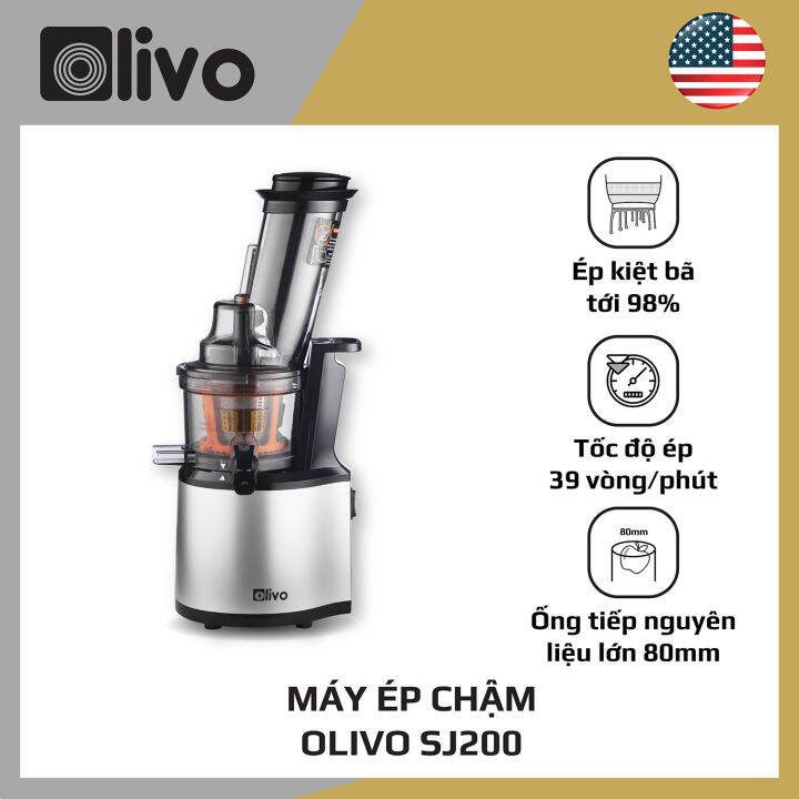 Máy ép chậm trái cây olivo sj200 công suất 260w ép kiệt bã 98% - hàng chính hãng olivo