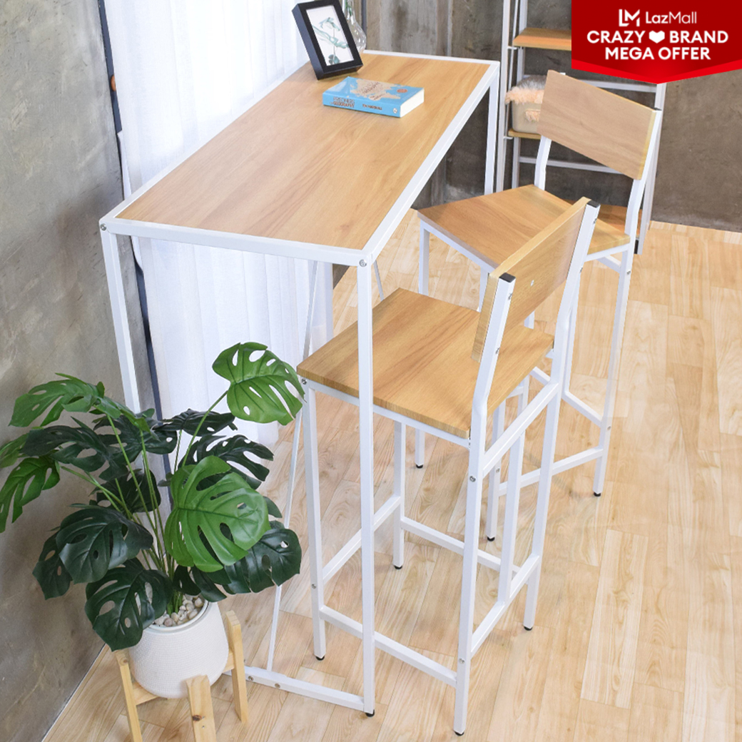 ชุดโต๊ะบาร์ 2 ที่นั่ง ชุดโต๊ะบาร์สูง #VFG-01976 สีขาว โต๊ะบาร์ เก้าอี้บาร์ โต๊ะบาร์มินิมอล โต๊ะ1ตัว เก้าอี้ 2 ตัว ราคา 2,290 บาท*ส่งฟรี
