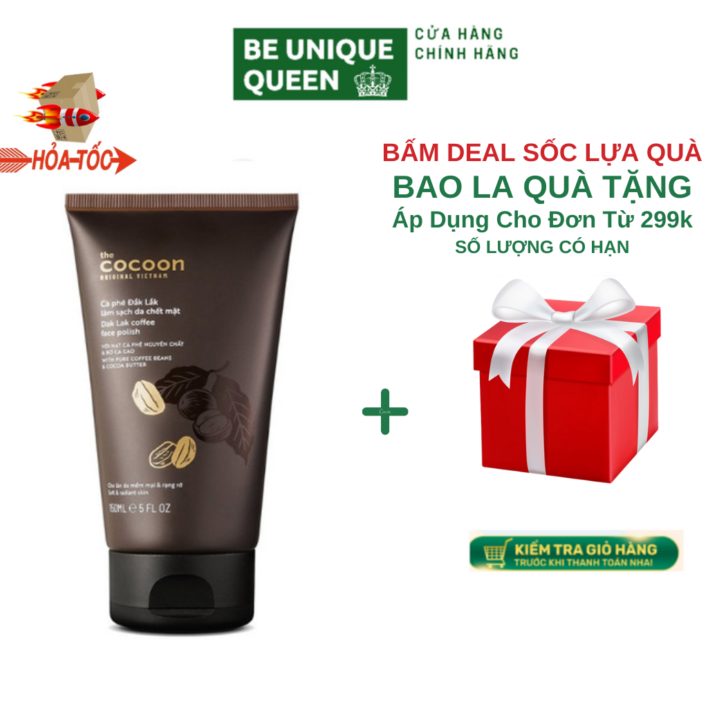 Tẩy tế bào chết da mặt cà phê đắk lắk cocoon chính hãng