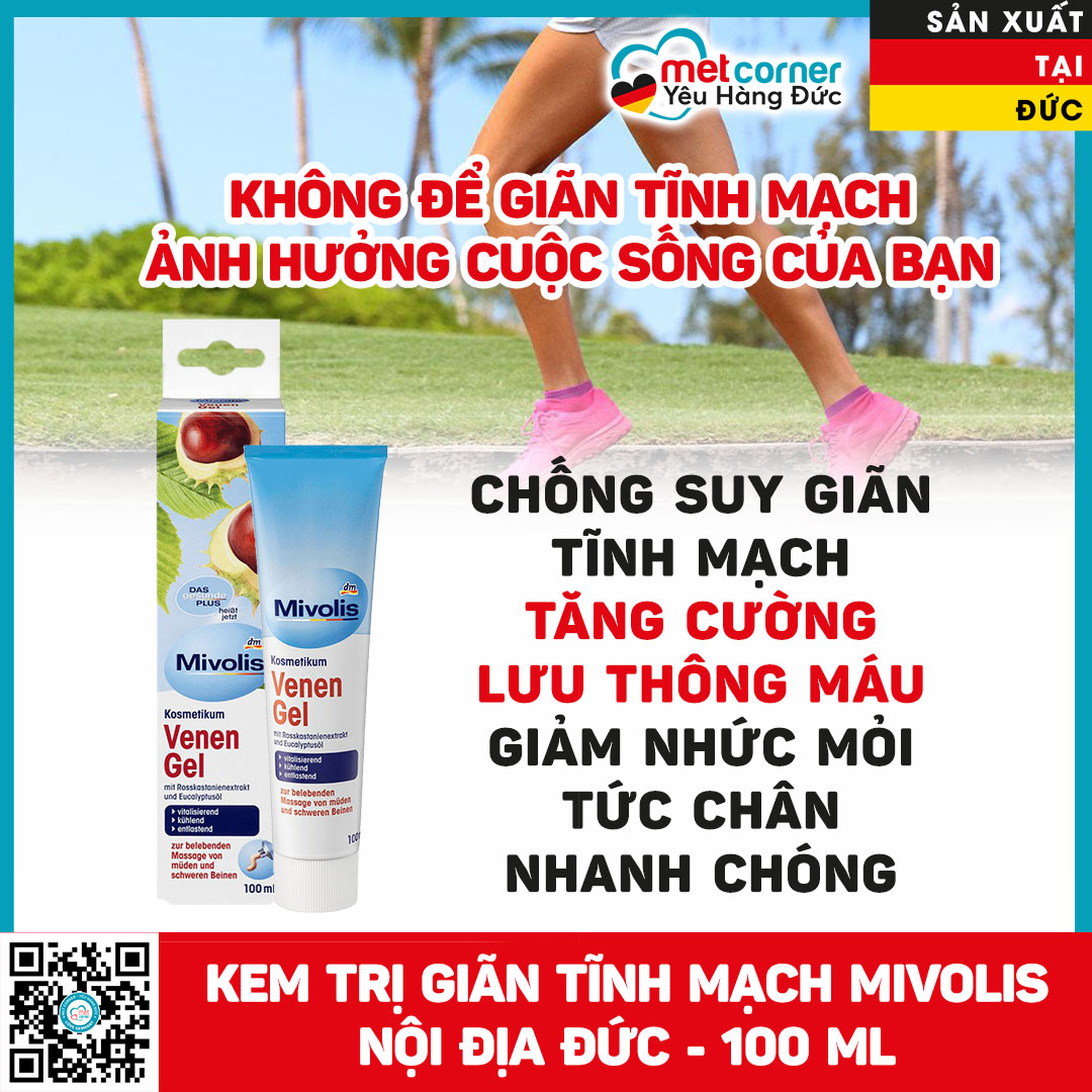 Giãn Tĩnh Mạch Kem bôi Mivolis - Chống suy giãn tĩnh mạch, tăng lưu thông máu - Met Corner -Yêu hàng Đức