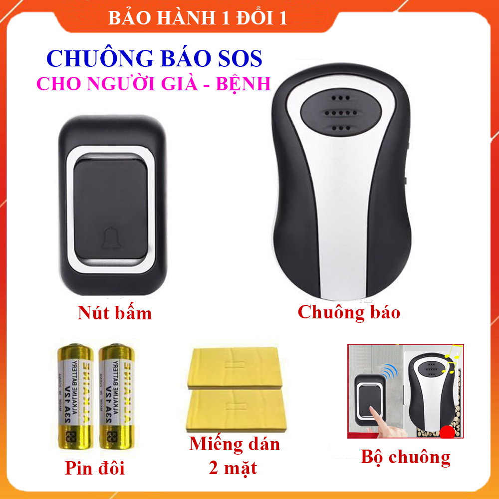 Chuông Dành Cho Người Bệnh, Chuông Báo Dành Cho Người Già, Chuông Cửa Báo Không Dây, Thiết kế nhỏ gọn, thông minh, dễ lắp đặt và sử dụng. FREESHIP TOÀN QUỐC