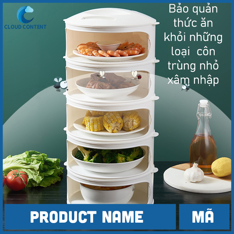 Lồng bàn giữ nhiệt đa năng 5 tầng tiện dụng, bảo quản thức ăn tránh bụi và côn trùng - Lồng bàn 5 tầng bằng nhựa cao cấp