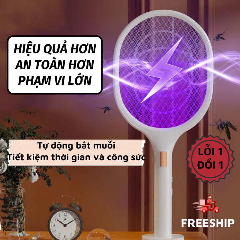 Đèn Bắt Muỗi Vợt Muỗi Điện Thông Minh Tích Điện Diệt Côn Trùng Tiện Lợi LEON STORE