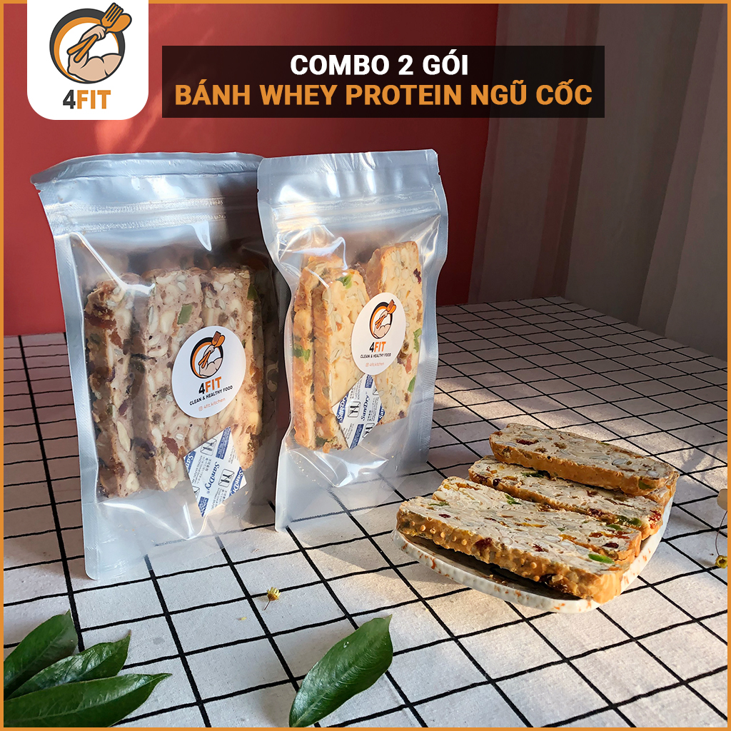 Combo 2 gói bánh whey protein ngũ cốc 4FIT tăng cơ giảm mỡ giảm cân protein bar gói 170g