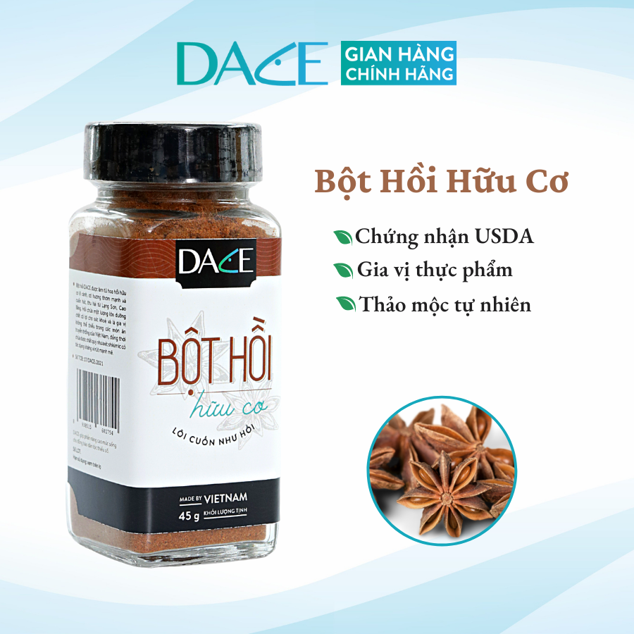 Bột hồi hữu cơ dace 55gr - tiêu chuẩn mỹ usda, eu, nhật jas - hương liệu, gia vị chế biến