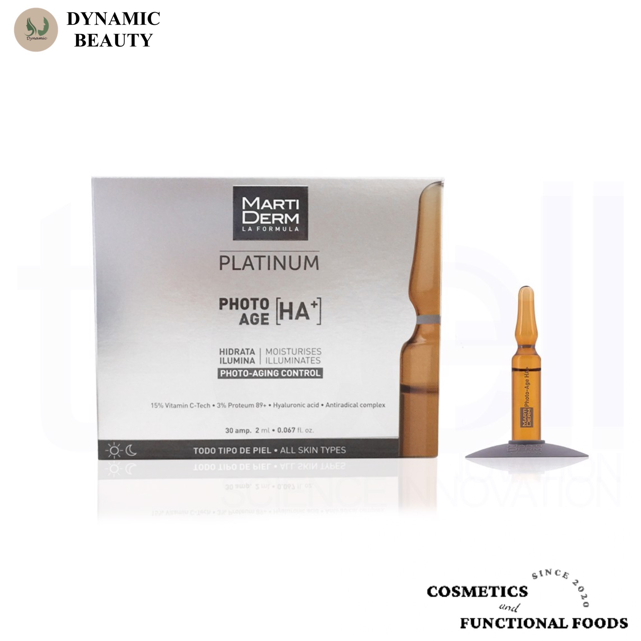 Ampoule tinh chất cô đặc martiderm 15% vitamin C nguyên chất chống lão hóa MartiDerm platinum photo age ha+ 2ml x 30 ống