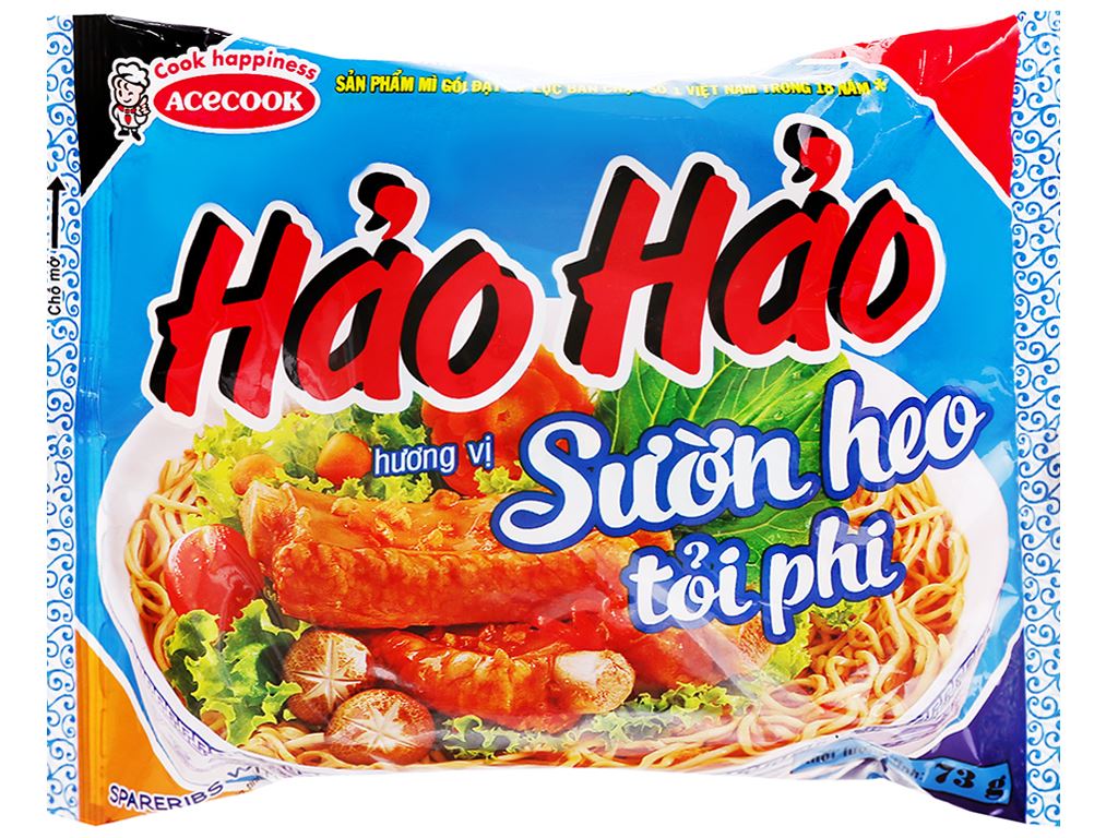 1 thùng 3 vị - mì hảo hảo sườn heo tỏi phi gói 73g, mì hảo hảo sa tế hành tím gói 75g, mì xào hảo hảo tôm hành gói 75g