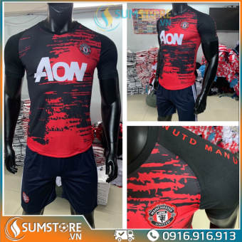 Áo Đá Bóng Thể Thao MU Đỏ Đen JP- Áo Bóng Đá Mới 2020