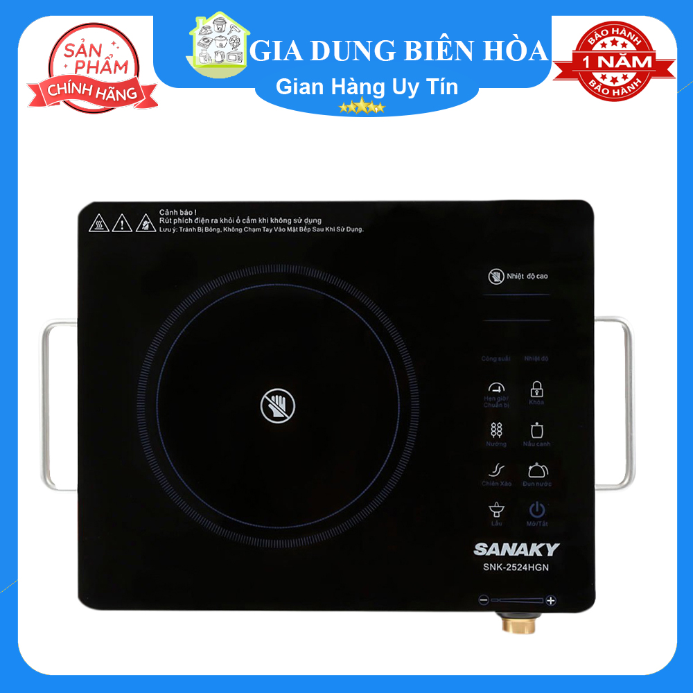 Bếp điện hồng ngoại đơn Sanaky SNK-2524HGN-trưng bày-Công suất: 2000W Chất liệu mặt bếp: Kính Ceramic - Kanger - Bảng điều khiển:Cảm ứng kết hợp núm vặn Loại nồi nấu:Tất cả loại nồi