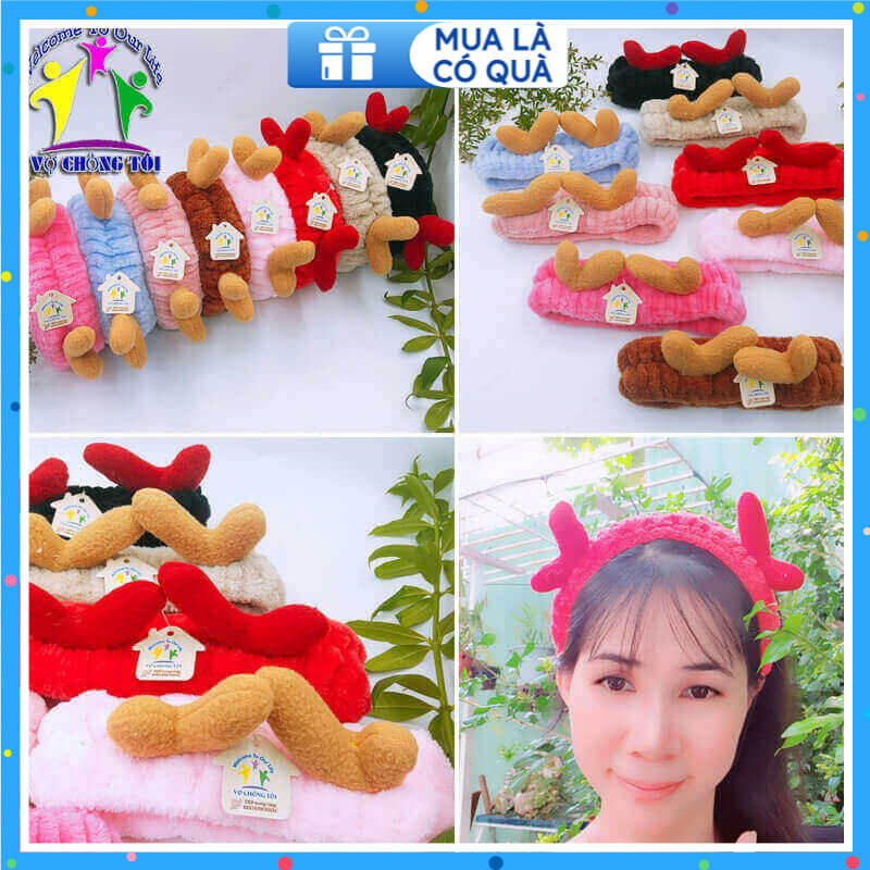 Băng đô nữ skincare, phụ kiện nữ make up, cài tóc nữ trang điểm, bờm tóc nam rửa mặt, nơ cài tóc cho bé gái cute, sừng hươu tuần lộc - thương hiệu VỢ CHỒNG TÔI