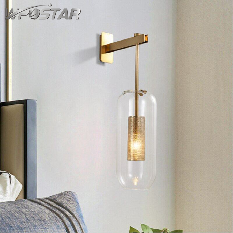 Modern Glass Bedside Wall Lamps Fixture Nordic Sconce Lighting Luminaire Golden Living Room Hallway Staires Lights Home Decor ราคา 1,838 บาท*ส่งฟรี