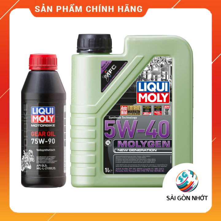 Nhớt tổng hợp liqui moly molygen 5w40 + nhớt hộp số xe tay ga liqui moly gear oil 75w90