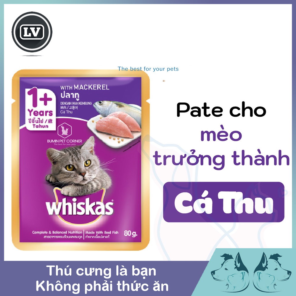 Thức ăn mèo Whiskas vị cá thu túi 85g