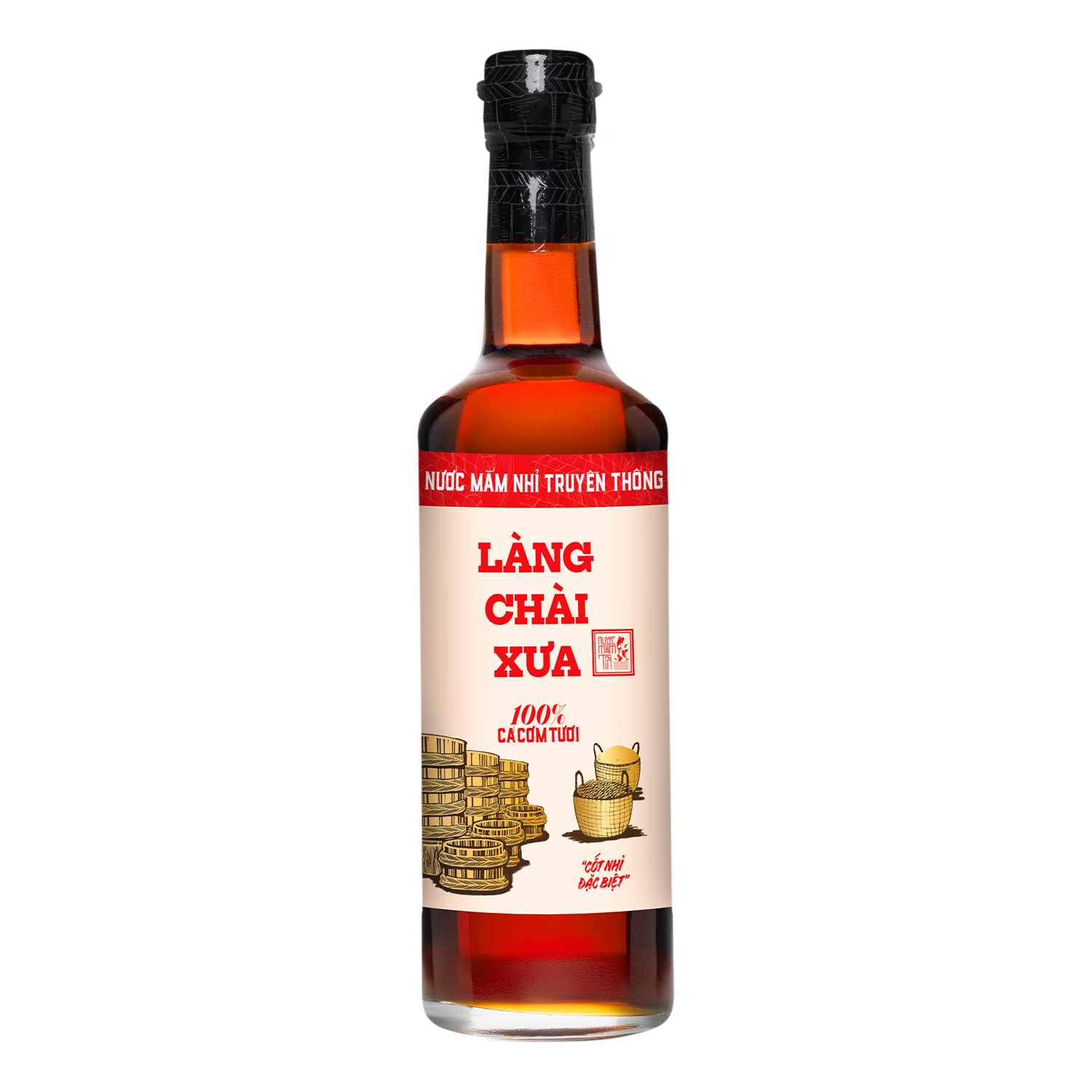 Nước mắm nhỉ Làng Chài Xưa truyền thống nhãn đỏ chai thủy tinh 500ml cốt nhỉ đặc biệt vị đậm đà gu ông bà xưa