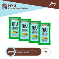 NYU Henna Shampoo Hair Color Natural Brown isi 4 x 20ml - NYU Sampo Henna Pewarna Rambut