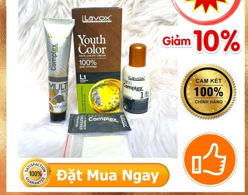 ''CHÍNH HÃNG + QUÀ TẶNG''Nhuộm Phủ Tóc Bạc Cao Cấp LAVOX hộp 60mlx2,mã NPB03,đa dạng 6 màu lựa chọn.Tiện lợi,dễ dàng sử dụng.