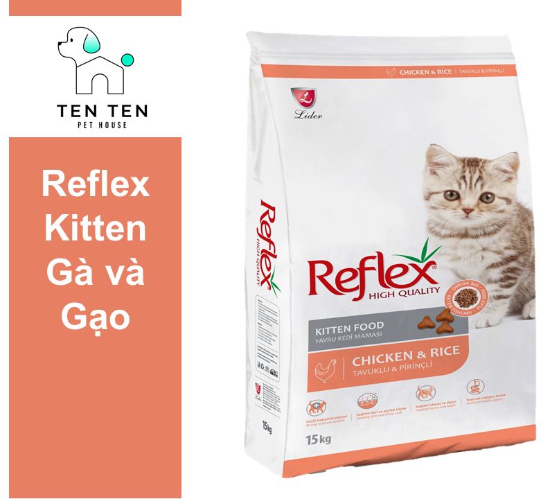 Hạt Reflex Kitten cho Mèo Con vị Gà Gạo-Túi 1kg