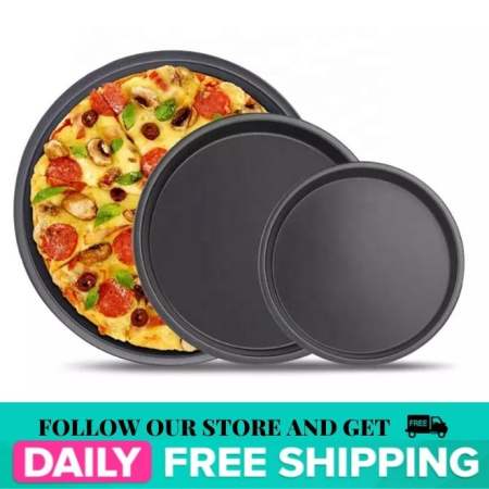 Round Pizza Pan Carbon Steel Non-Stick Pizza Plate Baking Pan Mold 9" | 12" | 14" Pizza Tray Pan Non-Stick Round Carbon Steel Pie Plate Oven Safe Sifter for baking Essentials Amazing Gift Idea For Any Occasion! Oven Cooking Bakeware Baking Mesh Sifter