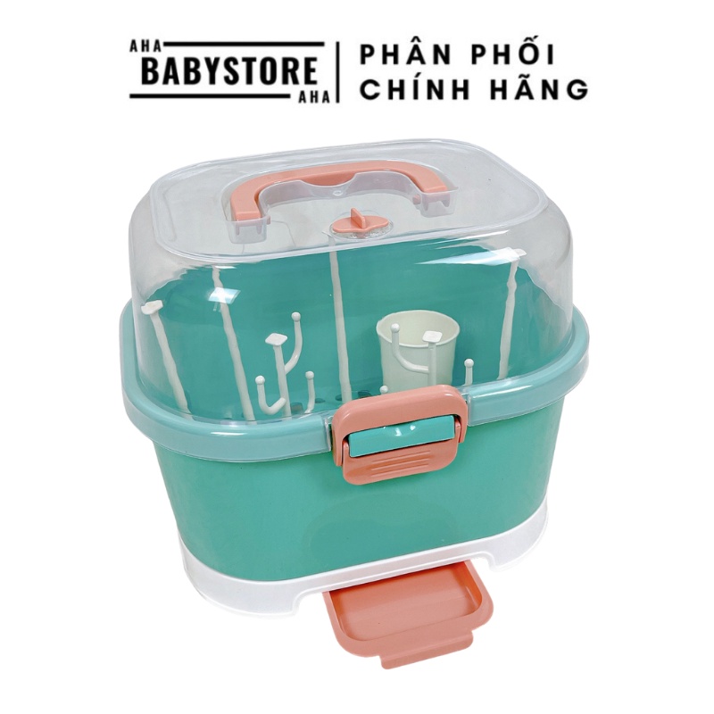 Giá úp bình sữa có nắp đậy Jupin mẫu mới màu xanh