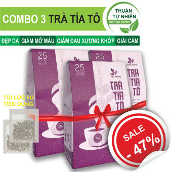 TRÀ TÍA TÔ (Hộp đứng 25 túi lọc x 5g) giúp tăng sức đề kháng, giải cảm, thanh lọc cơ thể