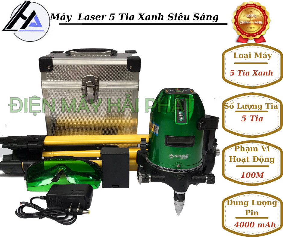 Máy Cân Bằng laser 5 tia xanh AKURA 686D - Máy bắn cốt 5 tia xanh Akuza 686D bảo hành 6 tháng