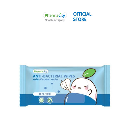 Khăn ướt kháng khuẩn Pharmacity (30 tờ/gói)