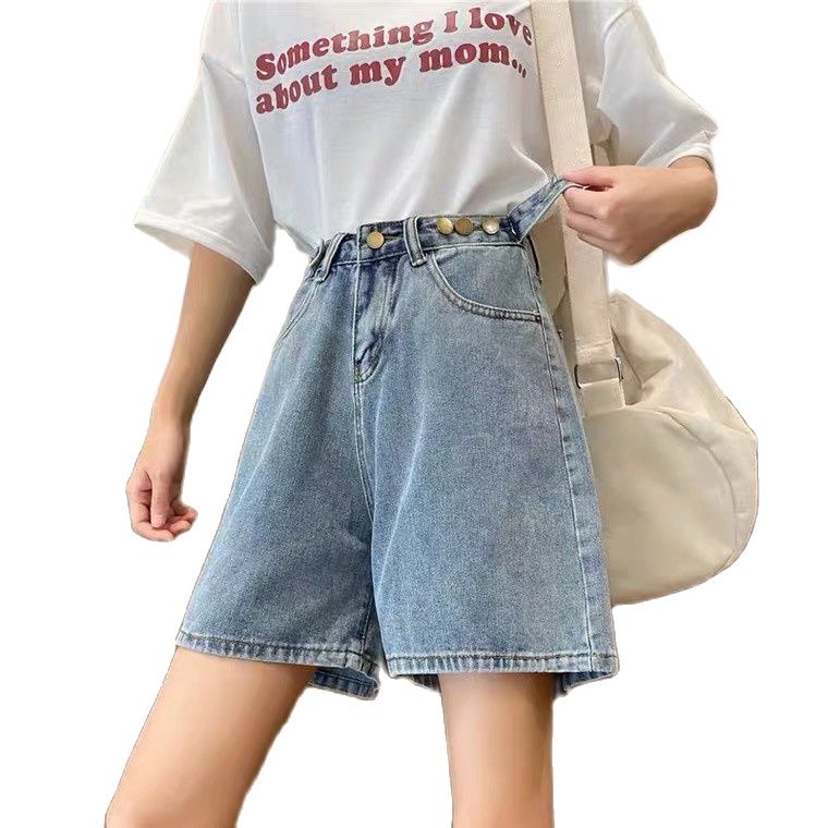 Quần short jeans nữ nút hông , quần ngố bò xuông nb214