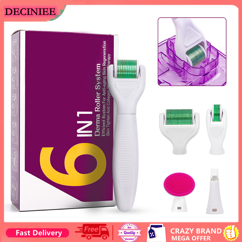 Con lăn râu drs dermaroller 6 trong 1 con lăn mặt hệ thống lăn kim derma bộ dụng cụ lăn kim cho da đầu mọc tóc