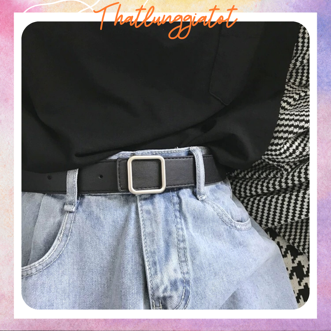 Thắt lưng Ulzzang vuông Unisex mặt bấm phong cách Hàn Quốc TL116 - Thắt Lưng Giá Tốt
