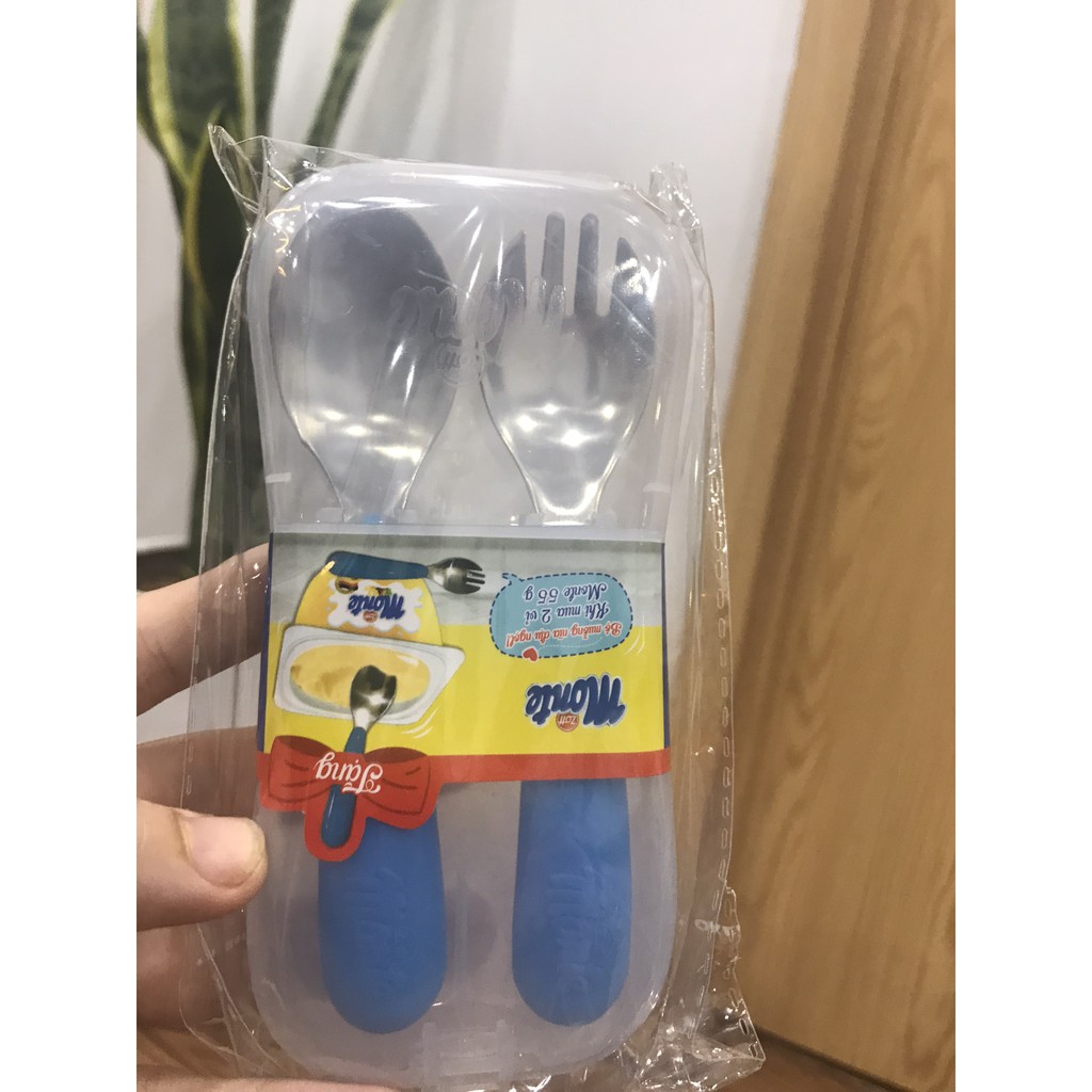 Set Thìa Dĩa Ăn Dặm Cho Bé - Bộ Muỗng Nĩa Có Hộp Dành Cho Bé (Hàng Quà Tặng Monte)