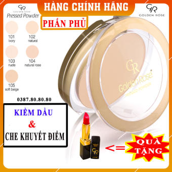 Phấn phủ kiềm dầu cao cấp, che khuyết điểm siêu mịn/ Phấn phủ pressed powder golden rose - Phấn phủ cho da dầu mụn, Phấn phủ nén, Kem nền phấn phủ, phấn nén/ Shopping Vip
