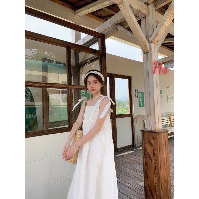 Váy Baby Doll dáng dài nơ vai dễ thương gợi cảm - Hương Su