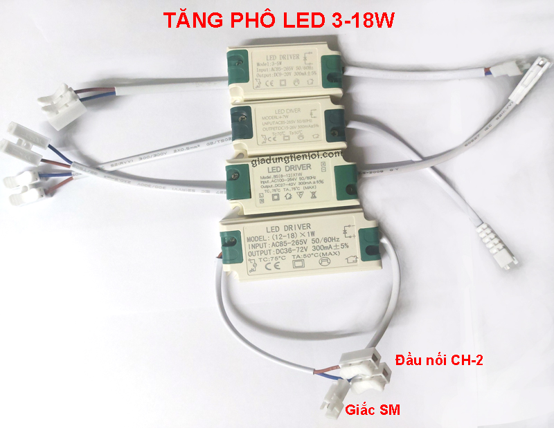 Nguồn tăng phô đèn led 3W đến 18W đèn chiếu sáng âm trần