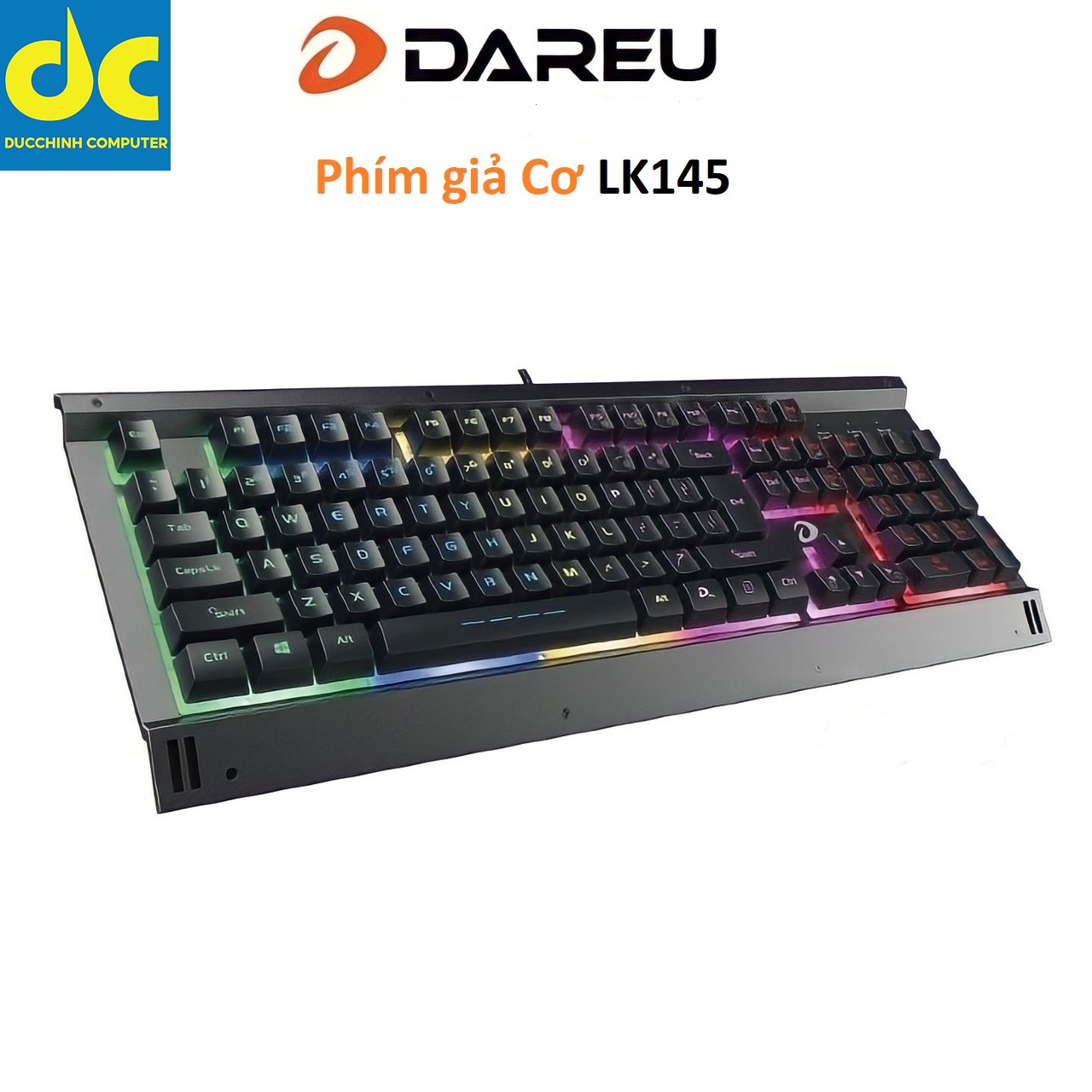 Bàn phím giả cơ gaming dareu lk145 led 7 màu hàng chính hãng