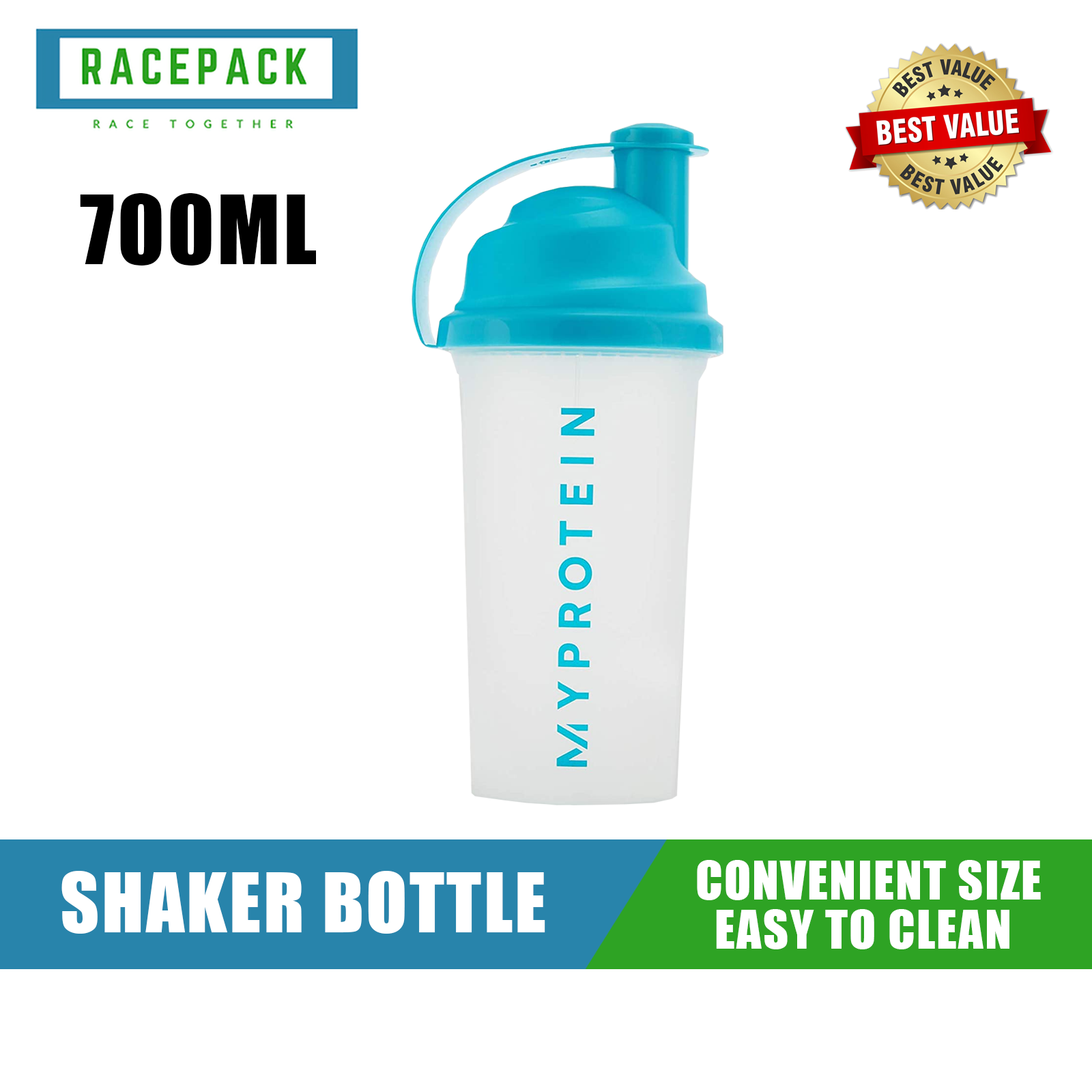 Shaker Bottle (Clear green) Drink bottle MyProteinShaker 600ml