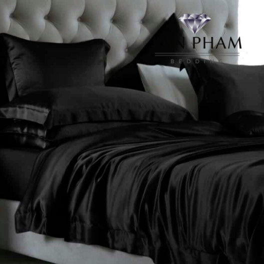 ( Lụa Loại 1) Bộ Ga Drap Gối Phi Lụa Lan Pham Bedding Mềm Mại Đẳng Cấp Sang Trọng Cho Nhà Bạn ( Đen )