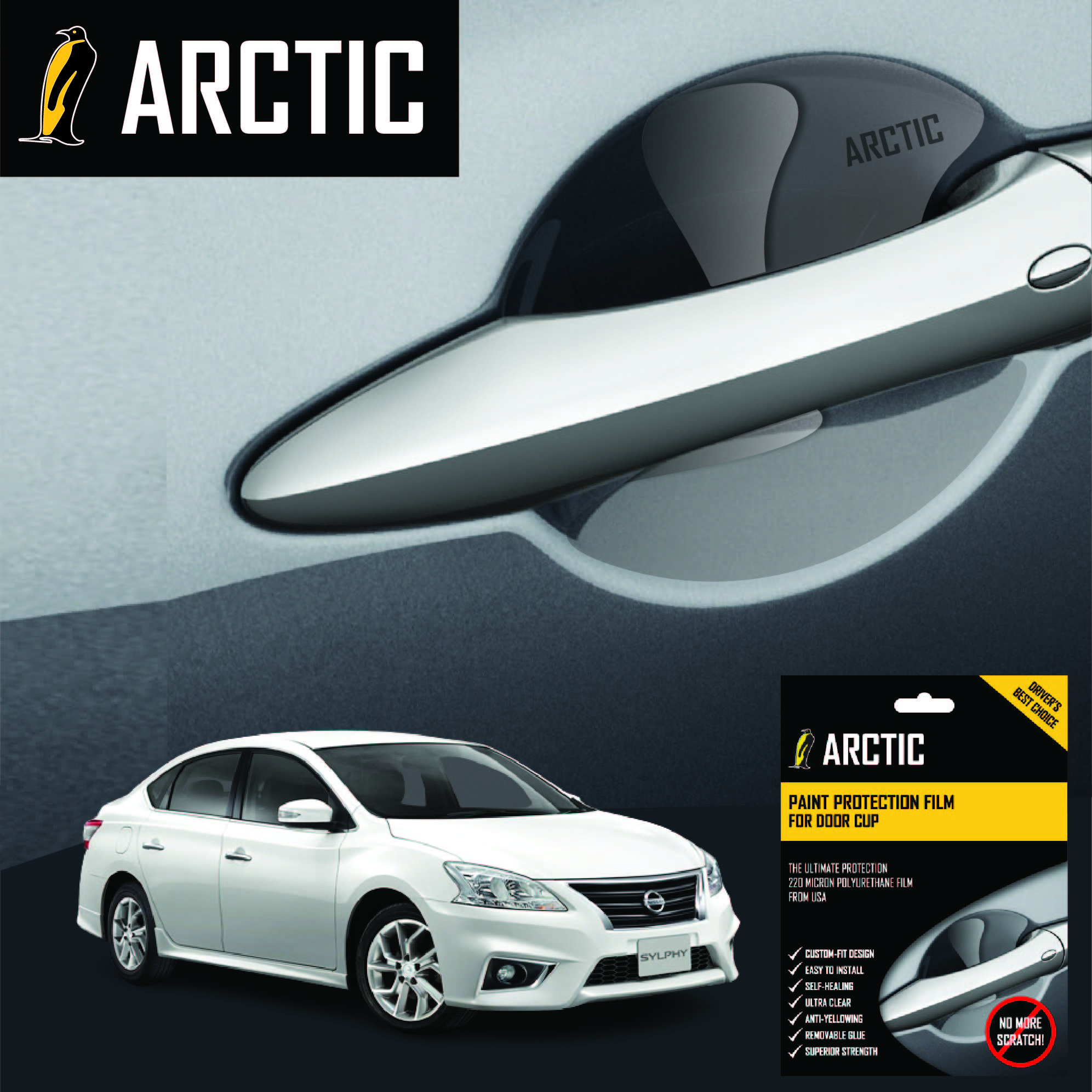NISSAN SYLPHY (2012-2016) 4 ประตู - ฟิล์มกันรอยรถยนต์ เบ้ามือจับ by ARCTIC ราคา 850 บาท*ส่งฟรี