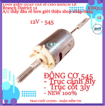 Mô tơ đầu quạt 12v. Mô tơ sử dụng bình ắc quy DC12v - chổi than
