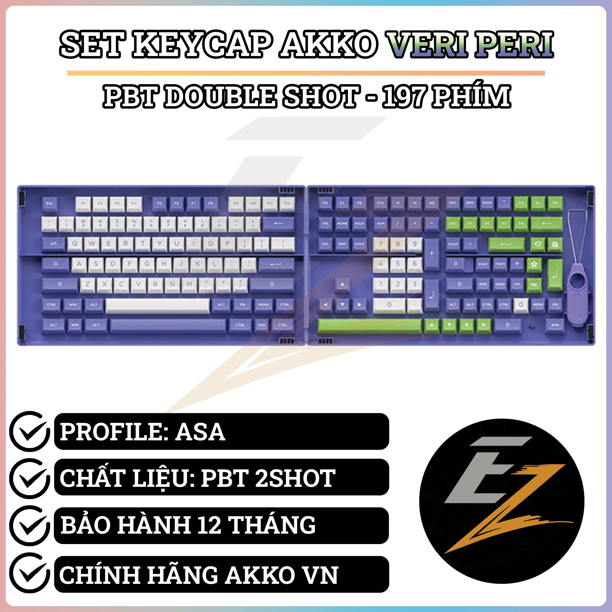 Keycap cho bàn phím cơ akko set – very peri | ezpc
