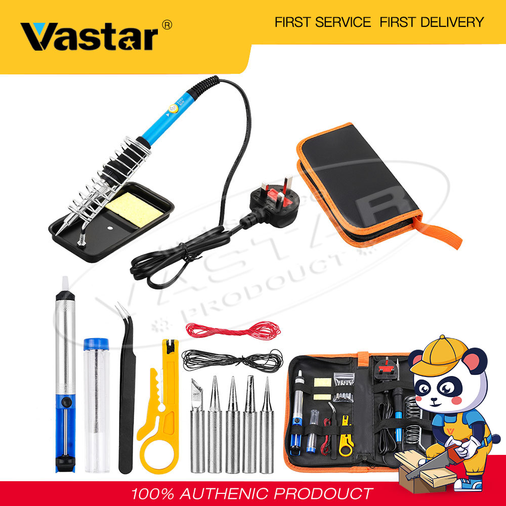 Bộ Dụng Cụ Mỏ Hàn Điện Tử Vastar 15 Miếng Đặt Có Thể Điều Chỉnh Nhiệt Độ 60W Dụng Cụ Hàn, 5 Đầu Hàn, Bơm Hút Chất Hàn W/Lò Sưởi, Mỏ Hàn Miếng Lót Bàn Ủi, Nhíp, Tuyệt Vời Cho Gia Đình
