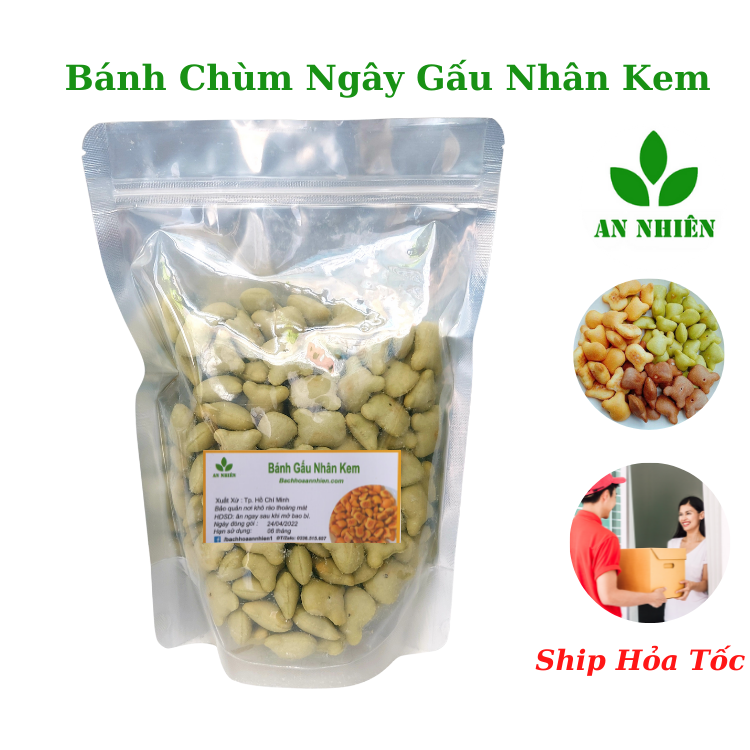 Bánh gấu chùm ngây nhân kem 500g đồ ăn vặt dinh dưỡng tốt cho sức khỏe