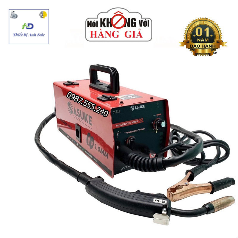 Máy hàn mig 200c mini sasuke - tặng cuộn dây hàn mig loại 1kg - bảo hành 1 năm