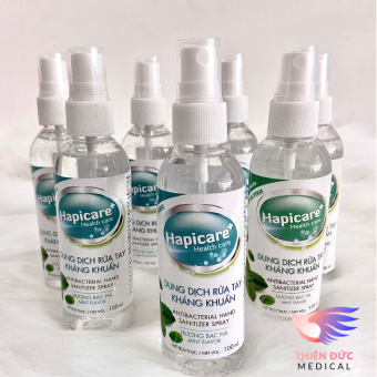 Chai Mini Xịt khuẩn Hapicare Nhỏ Gọn, Tiện Lợi, Loại Bỏ Vi Khuẩn 100ml