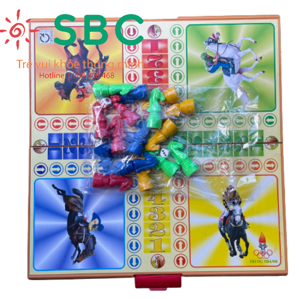 Cờ cá ngựa hộp nhựa loại to 42 x 42 cm - Cờ đua ngựa - Trò chơi giải trí thông minh và may mắn