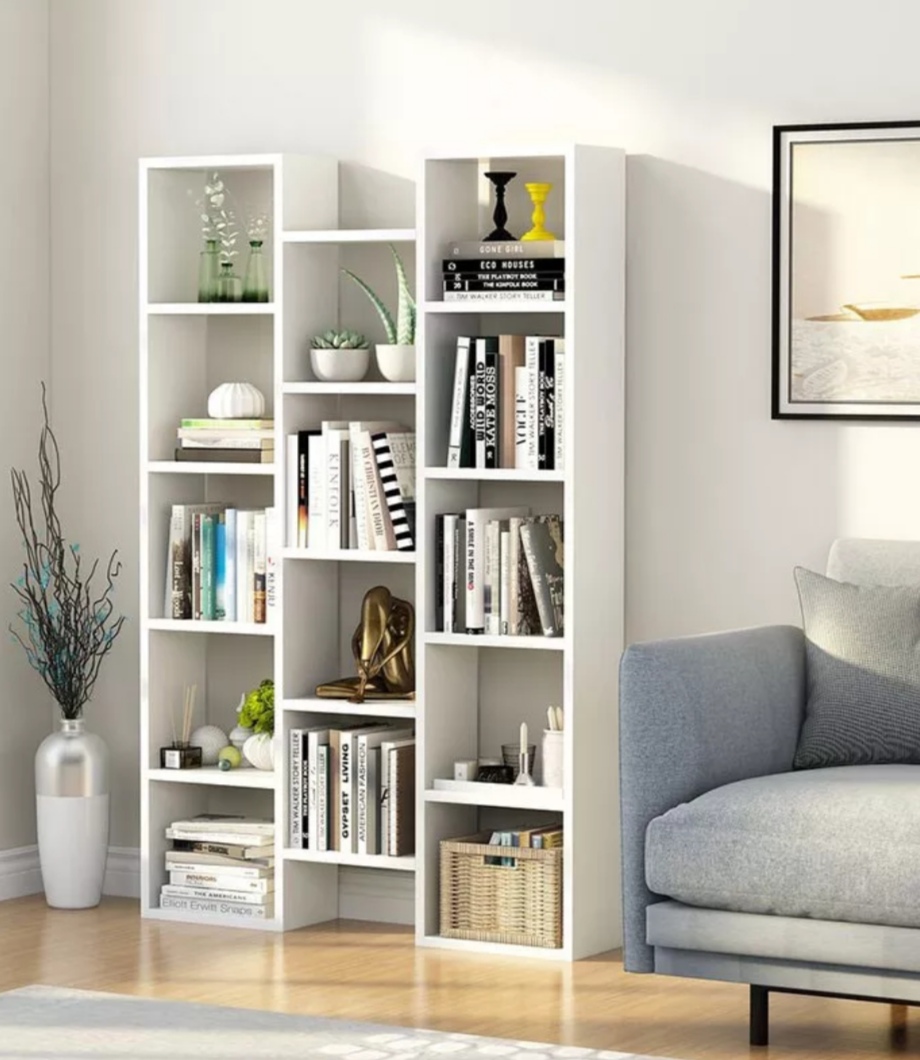Kệ sách chữ h. kệ gỗ nhiều tầng. kích thước 150 x 72,4 x 20cm. gỗ mdf phủ melatium cao cấp. màu trắng
