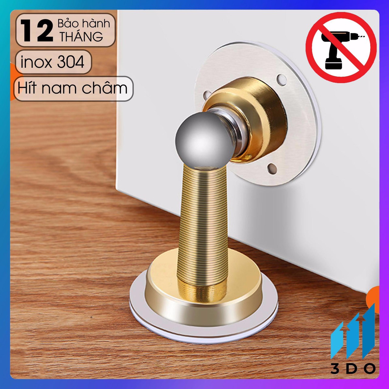 Bộ dụng cụ hít chặn cửa nam châm inox 304 sử dụng băng dính 3M siêu chắc, hút cực mạnh, không khoan đục chống va đập, ồn căn phòng bạn phù hợp mọi loại tường