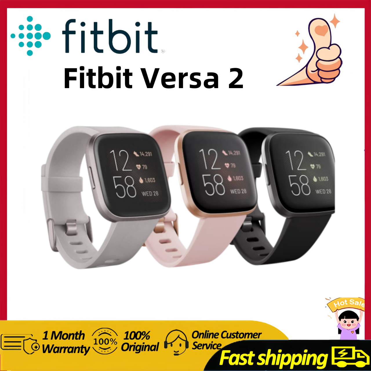 Fitbit Versa 2 Smartwatch - Full Touch Screen, Alexa Built-In