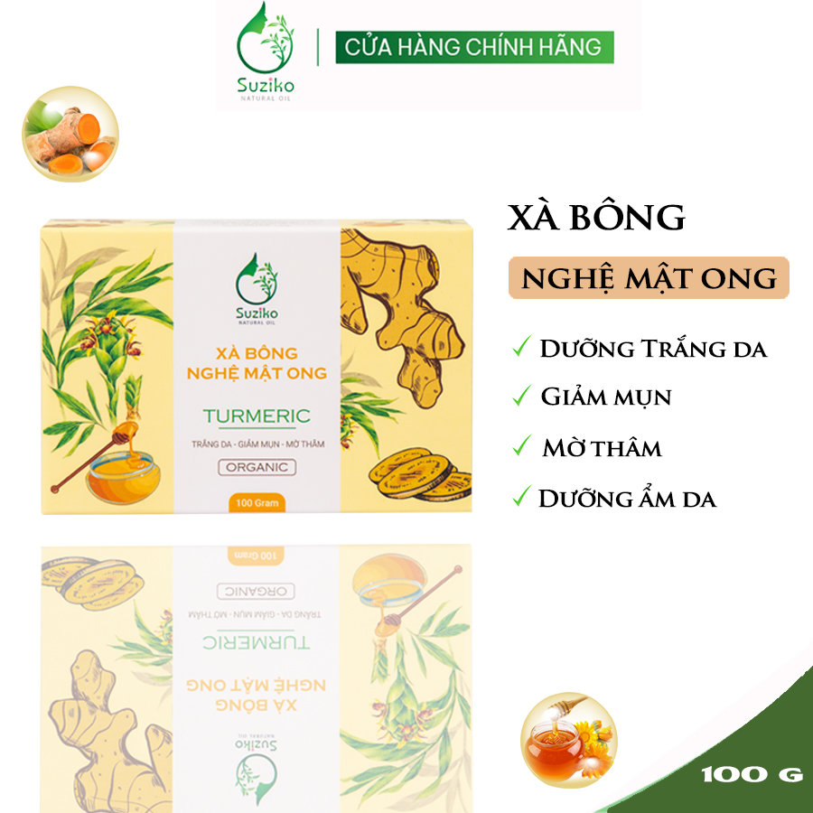 Xà bông nghệ mật ong SUZIKO sạch da sáng mịn, giảm mụn lưng, xà phòng tẩy da chết thoáng lỗ chân lông 100g